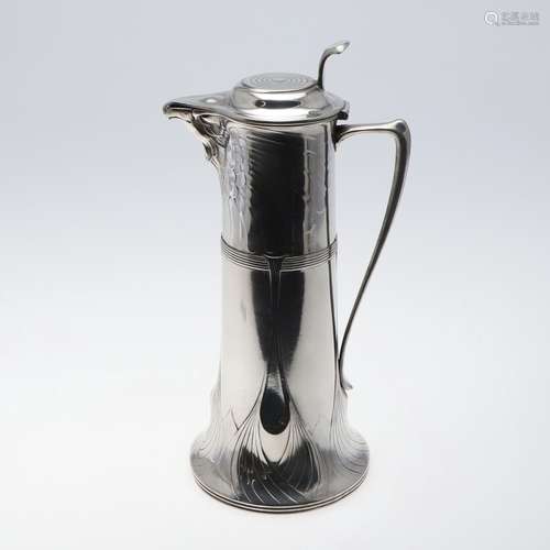 ORIVIT - LARGE GERMAN ART NOUVEAU PEWTER FLAGON OR EWER.