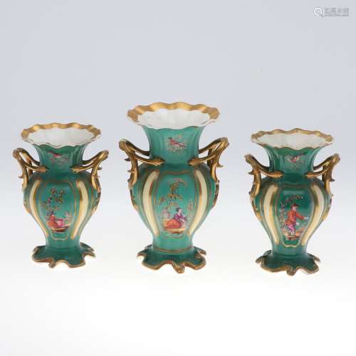 H & R DANIEL - GARNITURE OF VASES.