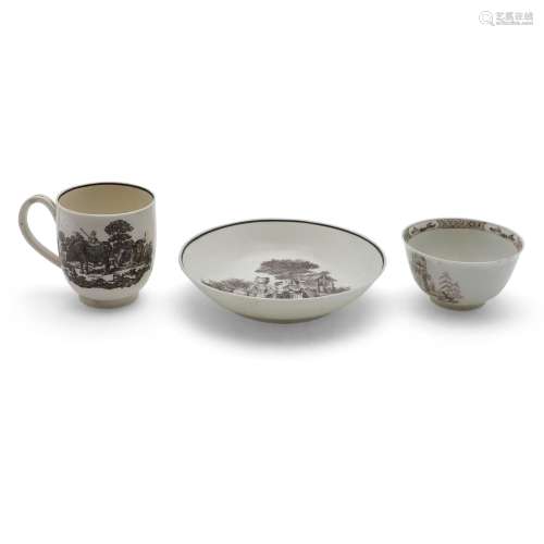 RARE 18THC ENGLISH WORCESTER TEA BOWL, & WORCESTER COFFE...