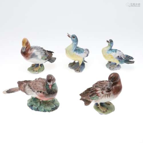 CONTINENTAL TERRACOTTA BIRD FIGURES - SIGNED.