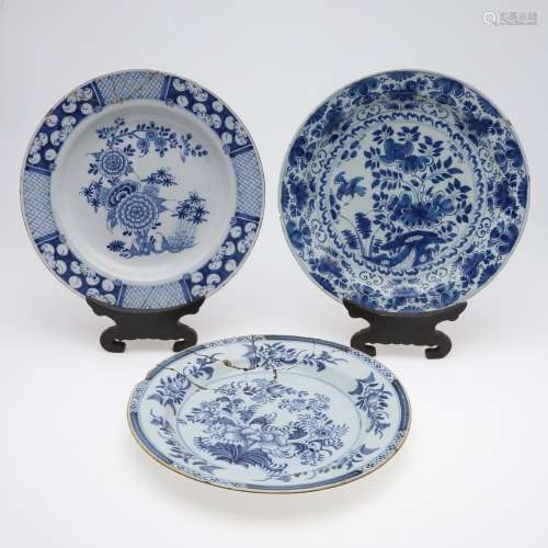ANTIQUE DELFT CHARGER & TWO OTHERS.