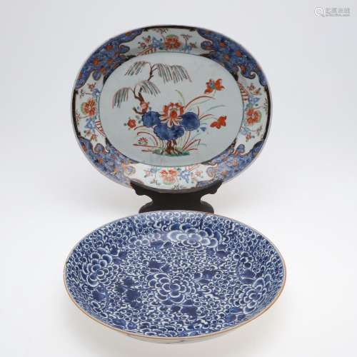 CHINESE QIANLONG OVAL DISH & KANGXI DISH.