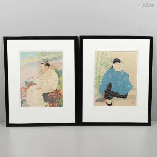 PAUL JACOULET (FRENCH 1896-1960) - TWO FRAMED COLOURED WOODB...