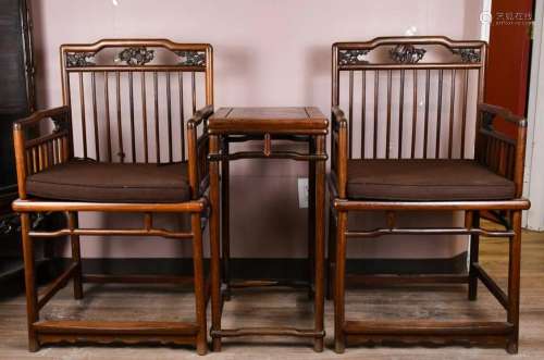 A Set Of Wenge Wood Chairs & Side Table Republican