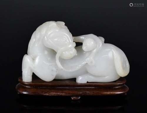 A Jade Horse & Monkey w/Std Qing