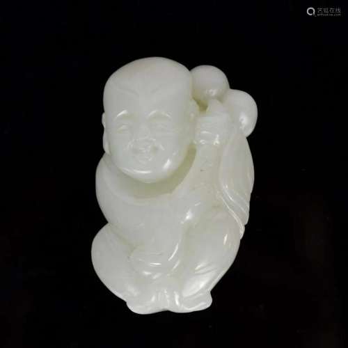 A White Jade Figural Carving Qing