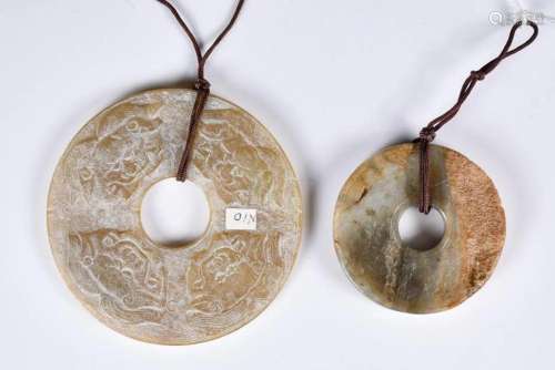 Two Incised Jade Bi Discs