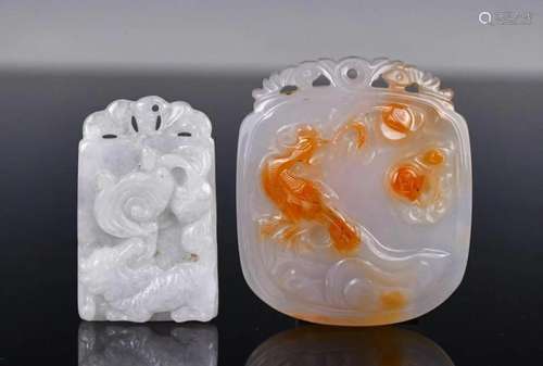 A Jadeite Plaque and An Agate Plaque Qing