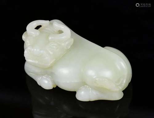 A Jade Carved Buffalo Ornament Qing