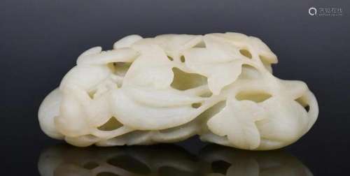 A White Jade Melon & Insect Carving