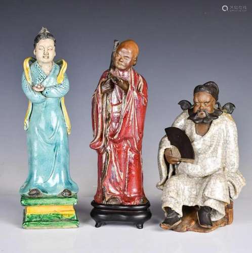 A Group of 3 Shiwan Porcelain Sculptures