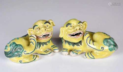 A Pair of Famille-Vert Foo Dogs 19thC