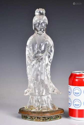 A Crystal Figure Sculpture w/ Stand 19thC