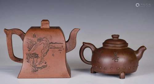 A Group of Two Zisha Teapots