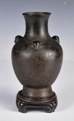 A Bronze Vase with Stand, Ming