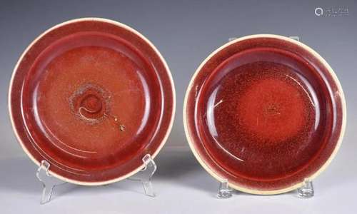 Two Red Glaze Plates 19thC