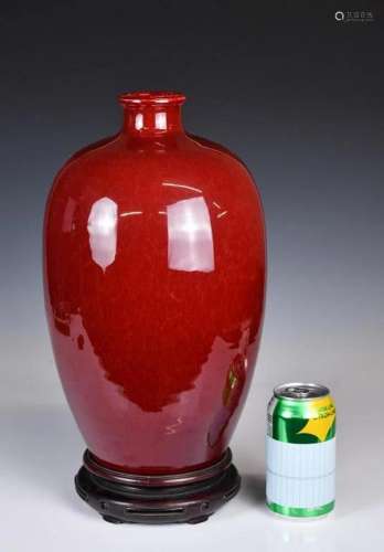 A Large Red Glaze Ovoid Vase 19thC