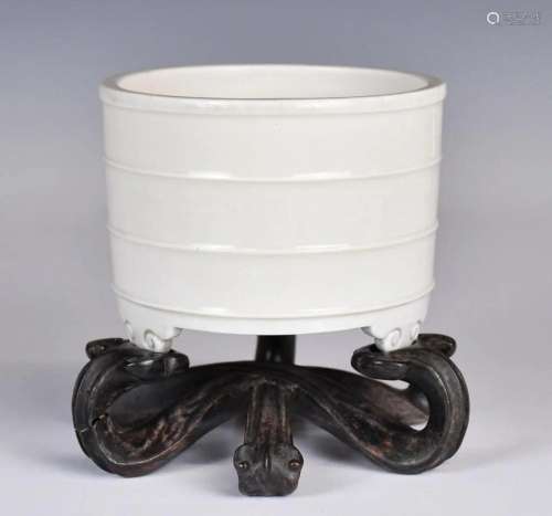 A Blanc-De-Chine Tripod Incense Burner Qing