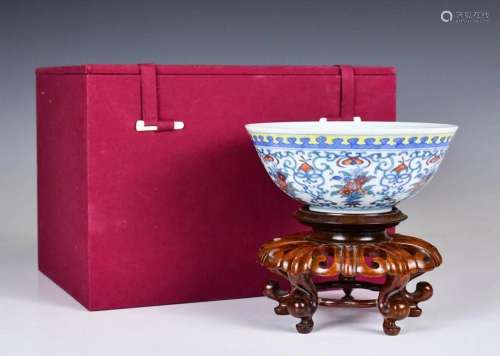 A Doucai Floral Bowl Daoguang Mk & Period Std& Box