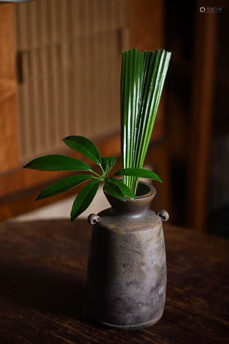 柴烧 双耳 花器/花入