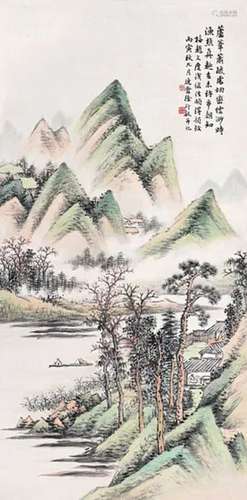 徐行敏 丙寅（1926）年作 拟古山水 镜片