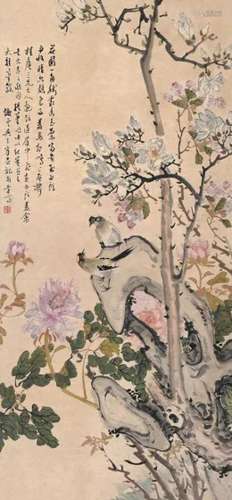 吴天章 花圃一隅 屏轴