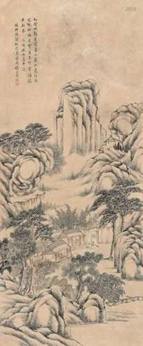 张之万 乙亥（1875）年作 松阴竹韵 屏轴