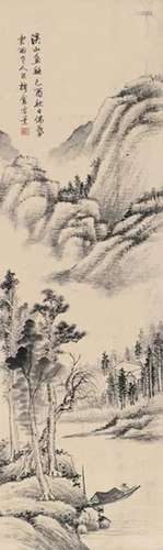 方薰 己酉（1789）年作 溪山鱼艇 屏轴