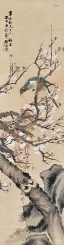 顾思 丙申（1836）年作 梅花鹦鹉 立轴