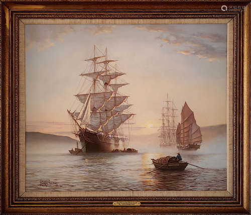 二十世纪 英国风景画家《1850年香港东方海岸的日出》