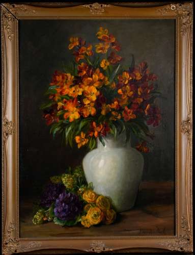 二十世纪早期 花卉静物画布油画