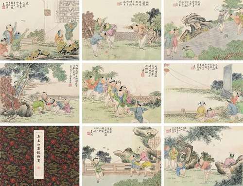 吴友如 癸巳（1893）年作 婴戏图 册页 （八开）