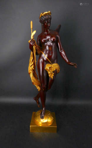 法国19世纪约1870年 纯铜鎏金雕塑“河流女神”法国著名雕塑家Mathu...