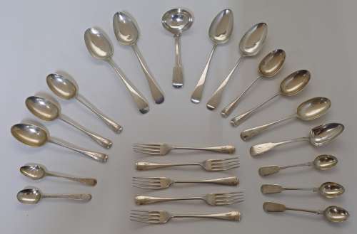 A quantity of silver flatware, comprising George III and lat...