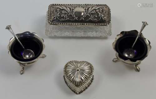 A small group of silver, comprising: a Victorian silver hear...