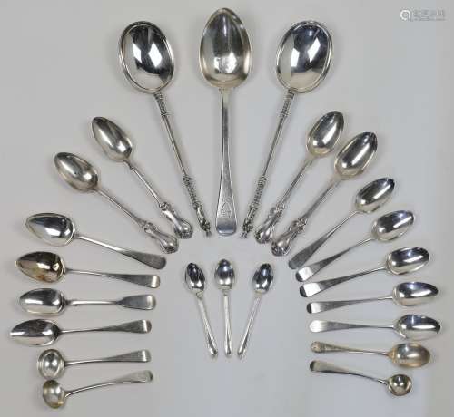 A pair of silver serving spoons with figural terminals, Shef...