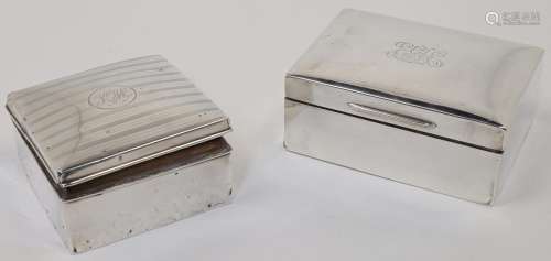 Two silver cigarette boxes, comprising: an Edwardian example...