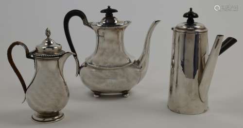 A small group of silver, comprising: a hot water pot, Sheffi...