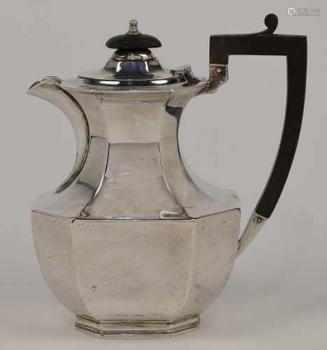 A silver hot water pot, Sheffield, 1912, Elkington & Co....