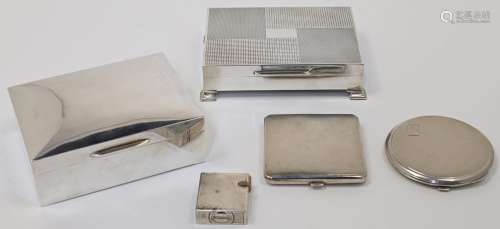 A group of silver, comprising: a cigarette box, Birmingham, ...
