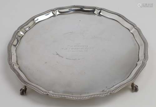 A silver salver, by Mappin & Webb, Sheffield, 1938, of c...