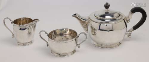 A silver three piece tea service by Mappin & Webb, Birmi...