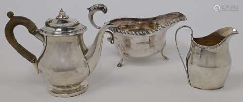 A small group of silver, comprising: a hot water pot, London...