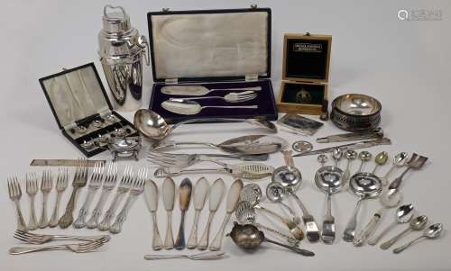 A group of silver plate, to include a cocktail shaker, by J ...