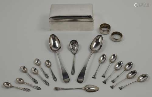 A group of silver, to include: a set of six Georg Jensen cof...