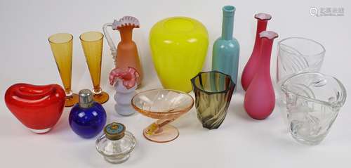 A collection of clear and coloured glass, 20th century, to i...