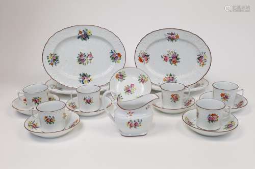 A Coalport porcelain part tea set, 19th century, unmarked, m...