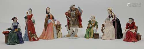 A Royal Doulton figure collection of Henry VIII of England a...