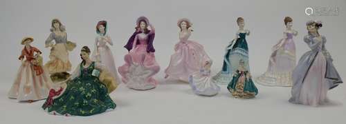 A group of porcelain figures of ladies, 20th century, variou...