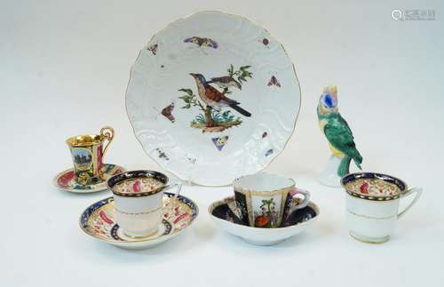 A collection of Continental porcelain, comprising: a Meissen...